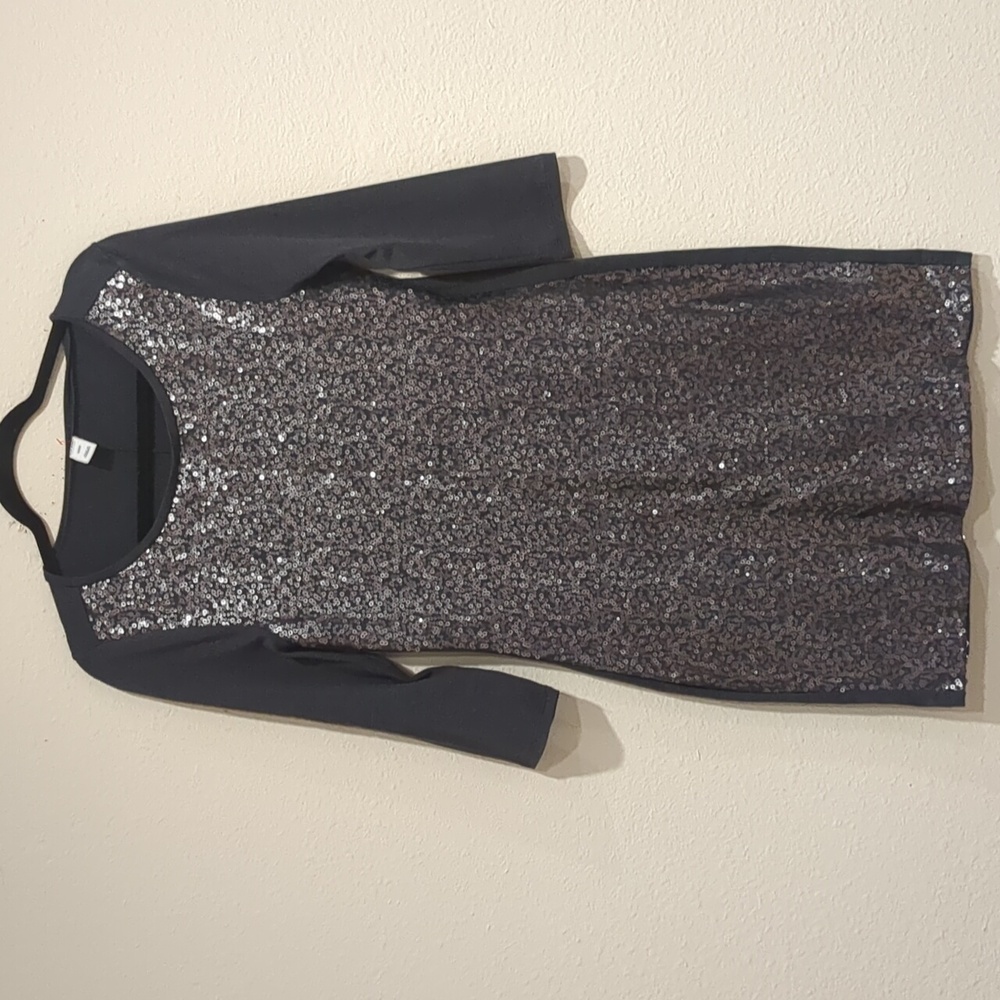 Old Navy Gray Sequin Long Sleeve Dress Size Small